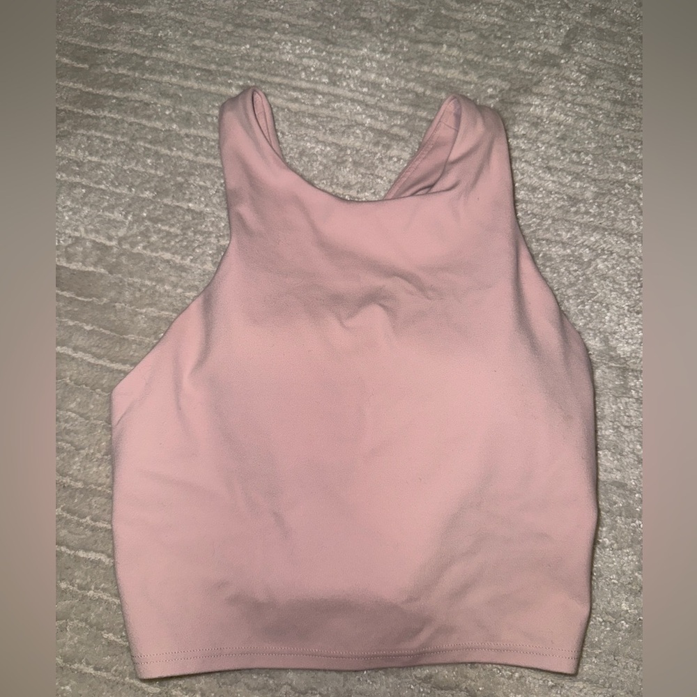 Baby pink high neck sports bra